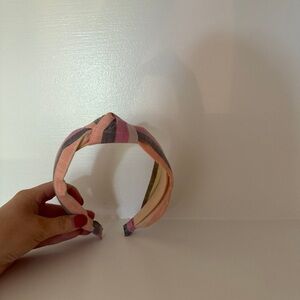 Striped Pink and Gray Headband